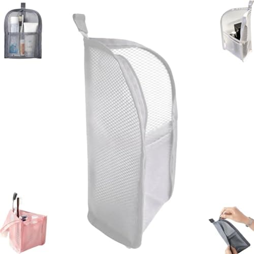 Standing Toiletry Bag,Stand-Up Makeup Brush,Portable Lightweight Travel Toothbrush Storage,Waterproof Pouch Stand Up Organizers with Toothbrush Holder,for Pen Hotel Vacation Holiday Road Trip (White)