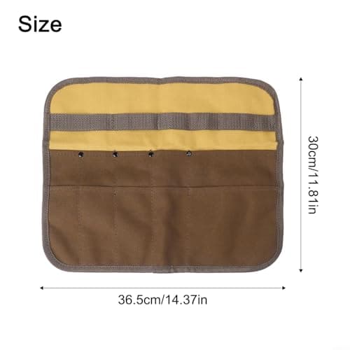 TONIXY Camping Utensil Storage Bag, Canvas Multi Pocket BBQ Tool Roll Pouch for Outdoor Cooking, Picnic, Travel, Brown — view 2