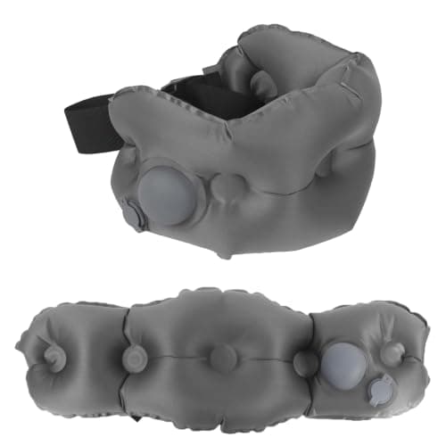 DXPETA Inflatable Car Seat Travel Cushion for Long-Haul Flights and Office Work, Portable Lumbar Support Pillow with Adjustable Air Valve, Two-Piece Grey Set
