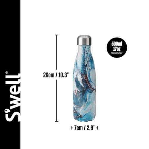 S'well Original Water Bottle, Ocean Marble, 500 ml - Vacuum-Insulated Keeps Drinks Cold and Hot - BPA-Free Stainless Steel Hydration for On the Go — view 5