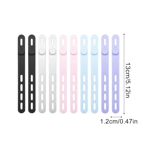 Silicone Cord Ties - Reusable Cable Straps 10 Pack, Wire Organizer for Charging Cables | Desk Car Home Office Travel Electronics Headphones Earbuds Phone Charger Management — view 6