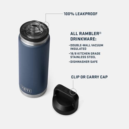 YETI Rambler Bottle Chug, Vaccum Insulated Stainless Steel Bottle with Leakproof Chug Cap, Olive/King Crab Orange, 26 oz (769 ml) — view 4