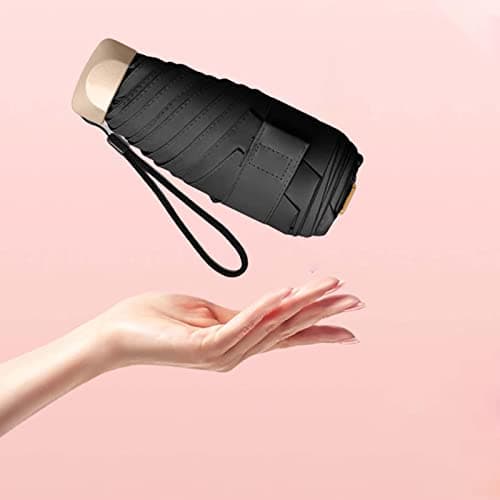 Perfeclan Travel Umbrella Mini Folding Umbrella Strong 2 in 1 Function Water Resistant Folding Portable Handbag Pocket Umbrella, Sunshade UmbrellaUPF>50+ UV Protection Lightweight, Black — view 3