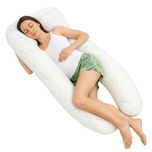 Bedding Home Bamboo 12ft Pregnancy Pillow, Body Pillows for Adults with Cover, Hollow Fiber Filling Maternity Pillow, Long Pillows & Bamboo Cover