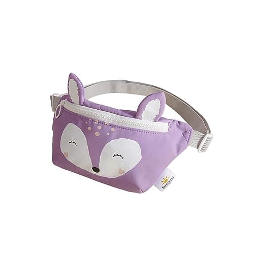 SUNVENO Baby Fanny Pack Waist Bag for Kids Boys Girls Great Gift for Toddlers in Kindergarten （Purple Deer）