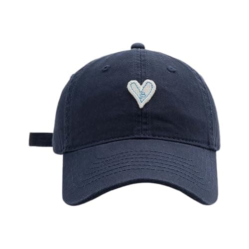 Couple's Heart Embroidered Baseball Cap Soft Hat for Women Men,Soft Cotton-Polyester | Heart Embroidery | Adjustable Strap | Unisex Winter Fashion Navy