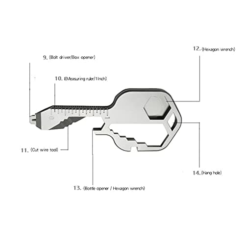 BDHI 1pc 24 in 1 Multi-Tool Key Stainless Steel Portable Tool Keychain Mini Multi-Tool Key for Men Husband Dads Employee(D35-1), Multi,silver — view 4