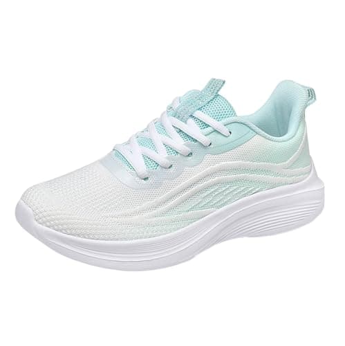 Womens Walking Trainers Flat Shoes for Women UK Sports Shoes Spring Summer Autumn New Breathable Fashion Outdoor Lightweight Comfortable Running Travel Walking Trainer Womens Mint Green 4.5
