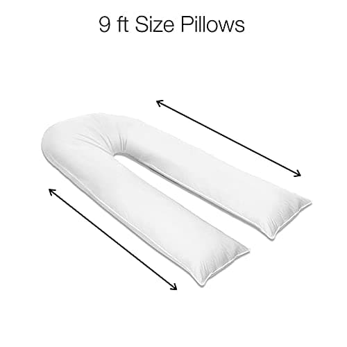 100% Pure Cotton Case 9ft Long Luxurious U-Shaped Pregnant Body Pillows Filled With Hollowfiber – Comfortable Sleeping Maternity Pillows For Back And Belly Support (Pink) — view 6