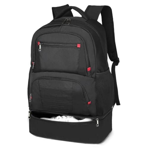 seyfocnia Gym Backpack for Men, Waterproof Sports Backpack With Shoe Compartment Lightweight Workout Trainning Back pack Casual Travel Daypack (Black With Red Dots 20inch)