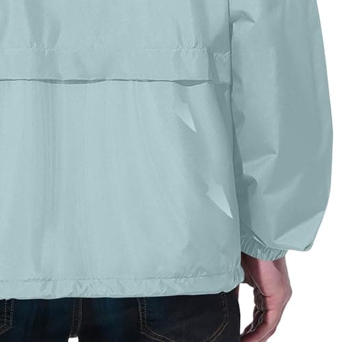 Waterproof Jacket Men Lightweight Packable Raincoat With Pockets Breathable Windproof Rain Coat Casual Softshell Hiking Cycling Outdoor Clothes Mint Green M — view 2