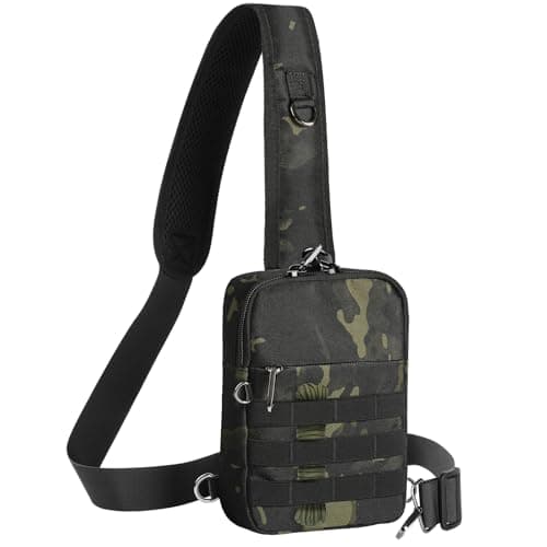 BROADREAM Tactical Anti-theft Sling Bag - Waterproof Crossbody Chest Pack for Men, Mini Shoulder Bag with Zipper Lock & RFID Blocking for Travel Work Sport