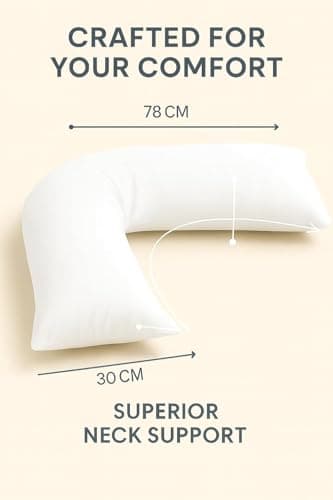 HOMES-LINEN V Pillow Orthopaedic V Shaped Pillow Extra Cushioning Support For Head Neck & Back Includes Complimentary FREE White V Pillow Case (White, V-Pillow With Cover) — view 4