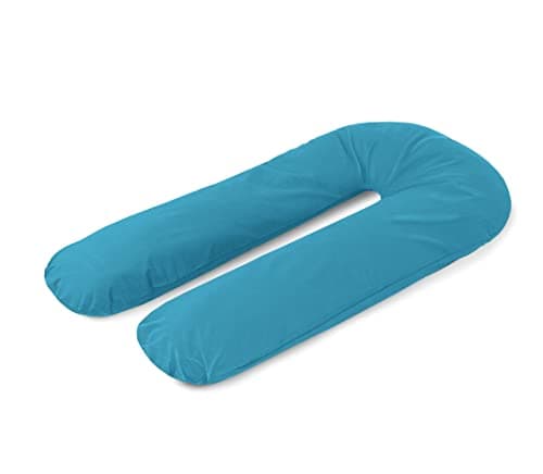 A ATH COLLECTION Pregnancy Pillowcase 9 FT, 12 FT, U Shaped Full Body Pillow Cover with zip, Nursing, Support and Maternity Pillow for Pregnant Women Cover Only (12 FT, Teal)