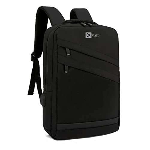 Flex Waterproof Business School Laptop Rucksack with USB Port and Headphone connecting point Office college Uni work Bag Men Women, Fits 16 Inch Laptop-Large Lightweight Travel Bag with Trolley sleeve