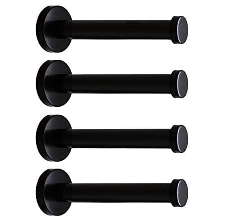 NELXULAS Classic Black Stainless Steel Heavy Duty Wall Mount Hooks, Bath Towel Hooks, Coat Hanger, Handbag Hooks, 4 in Pack (6")