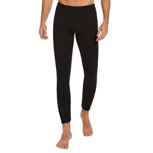 HIPOWER Men's Thermal Underwear Long Johns Bottoms Fleece Lined Pants Black