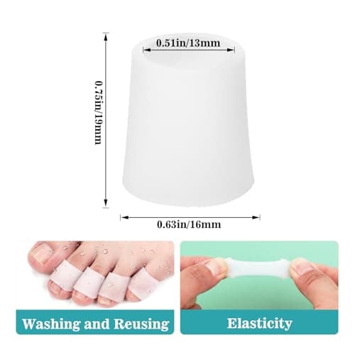 20 Pcs Silicone Toe Sleeves Protectors Breathable Pinky Toe Covers Soft Toe Covers Corn Pads Toe Tube Cushions for Women Men Pain Relief Rubbing Corns Calluses Blister Bunion Hammertoe — view 2