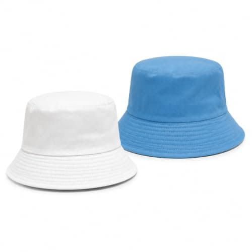 2 Pack Reversible Unisex White Bucket Hat Sun Protection Hiking Travel Hat