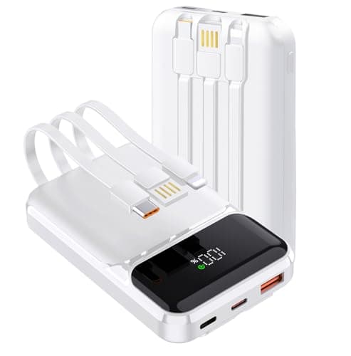Power Bank With Built in Cables 10000mAh, 22.5W Fast Charge Portable Charger, USB C Battery Pack with 4 Outputs & 3 Inputs Compatible with iPhone 16 15 14 13 iPads Tablets and More
