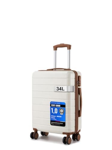 Shavont 20 Inch Cabin Suitcase 55x40x20cm Carry on Hardshell Luggage(Cream)