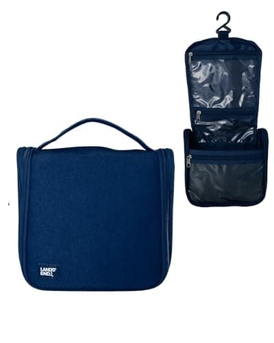 Lands' End Small Hanging Toiletry Bag for Travel, Canvas Hanging Dopp Kit Hygiene Bag (Navy) — view 2