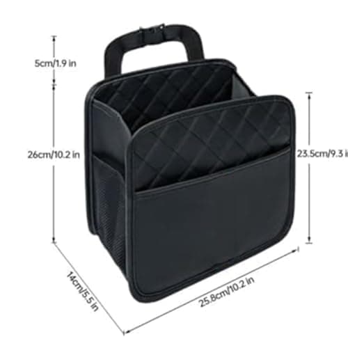 FUANA Car Seat Back Organizer with Trash Bag, Multi-Pocket Hanging Storage for Headrest, Foldable Faux Leather Auto Tidy for Travel, Black — view 5