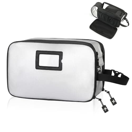 SWISSELITE Leather Toiletry Bag for Men, Water Resistant Dopp Kit for Toiletries Accessories with Wet/Dry Separation, Travel Essentials Shaving Bag Bathroom Organizer for Travel Gym Dorm (Silver, M)