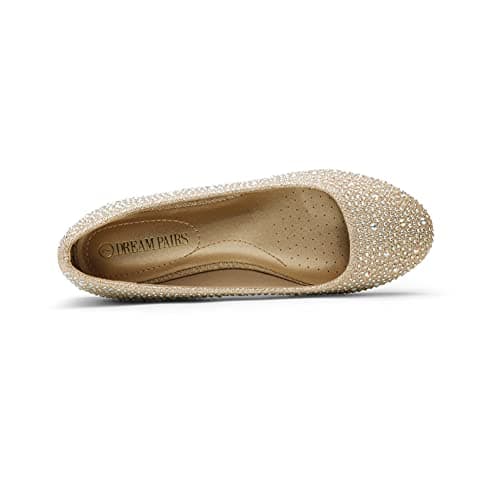 DREAM PAIRS Women's Sole-Shine Gold Rhinestone Slip On Ballet Pumps Ballerina Flats Shoes Size 7 US/ 5 UK — view 4