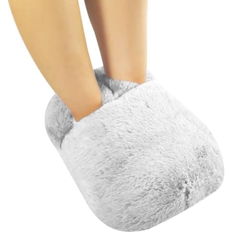 SUPERFA Rubber Hot Water Bottle for Feet, Grey Foot Warmer Slippers