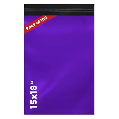 LIVERPOOL ENTERPRISES LTD 100 Pcs Purple Parcel Bags – Tamper-Proof Self-Seal Mailing & Postage Bag for Shipping, Packaging & Delivery - Size 15x18 Inches