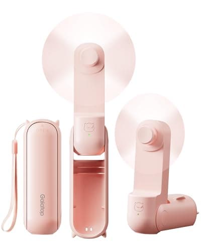 gaiatop Portable Handheld Fan, 3 in 1 Mini Fan Handheld [17h Max Cooling], Foldable Personal Fans Pocket Design, USB Travel Fans Portable, Lash Trip Summer Essential Cute Gifts for Women Girl, Pink
