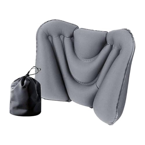 2 Pieces Inflatable Lumbar Pillows 45x31 Cm Gray PVC Breathable Foldable Lower Back Pillow Ergonomic Back Cushion Car Lumbar Support For Adults Travel Camping Outdoor Home Office Chair