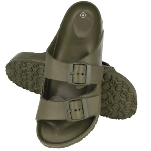 Yinka Shoes Mens Double Buckle EVA Sandals Khaki UK 10 — view 2