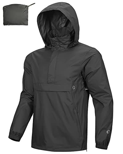 Outdoor Ventures Men's Waterproof Rain Jacket Packable Hooded Pullover