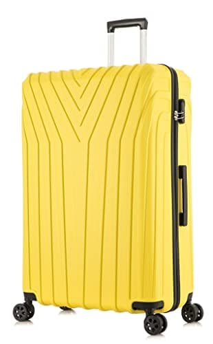 DK Luggage 24" Medium Hard Shell Suitcase Luggage 4 Wheel Spinner ABS101 (Yellow, 24" Medium)