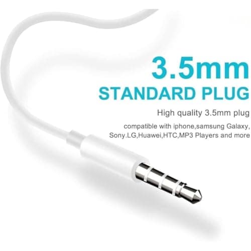 Earphones, In-Ear Headphones Earphones 3.5mm Jack Wired Earbuds with Microphone Mic, Noise Isolating Earbuds Deep Bass Corded In-Ear Headphones for i-Phone, Samsuing & More device (White) — view 5