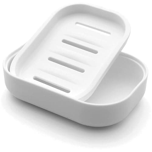 Soap travel case ，Plastic Soap Dish with Drainage,Soap Dishes Holder for Bathroom Shower，Keep Soap Dry and Easy Cleaning soap holder travel(White)