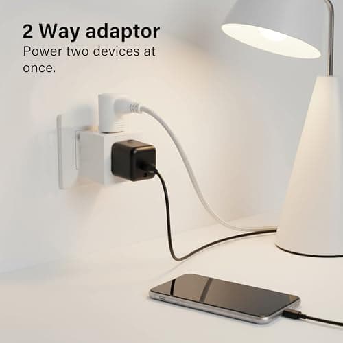 2 Way 3 Pin UK Plug Adapter Splitter, 13A Fused Dual Socket Power Extension, Compact UK Plug Adapter for Home, Office, and Kitchen Use. — view 2