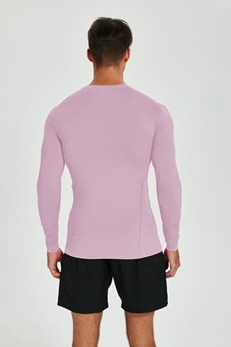 vf VFIT Compression T-shirt Men Long Sleeve Thermal Sports Fitness Running Breathable Quick Drying GYM Stretch Fabric Tight Training Football Basketball (PINK,L) — view 4