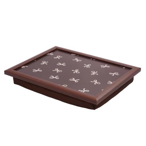 OHS Bow Print Lap Trays with Bean Bag Cushion Large Padded Lap Tray, Brown