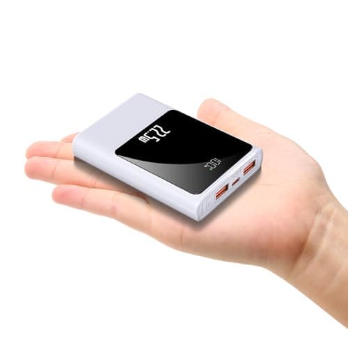 10000mAh Small Power Bank Fast Charging, 22.5W Mini USB C Portable Charger with Battery Pack Compact External Battery Bank for iPhone Samsung Heated Gilet Vest Jacket Scarf (White)