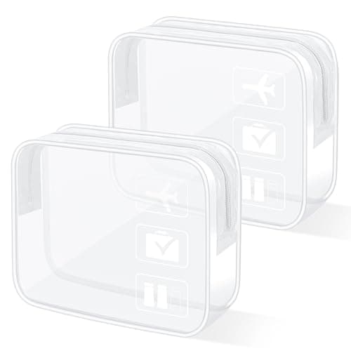 Parsuko 2 PCS Clear Toiletries Bag, TSA Approved, Waterproof, White