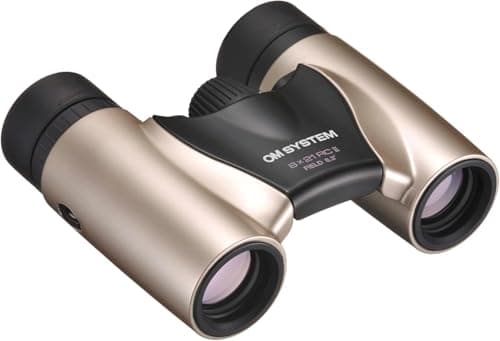 OM SYSTEM 8x21 RC II Binoculars - Compact Folding Travel Design, Gold
