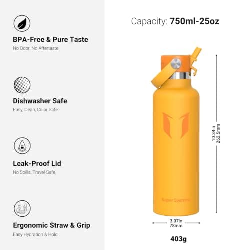 Sparrow Insulated Water Bottle 750ml FlipFlow Metal Drinks Bottle Straw — view 3