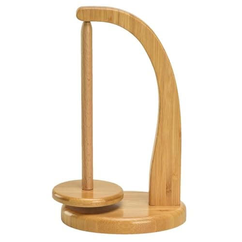 KULSUM Yarn Holder for Crochet Accessories - Wooden Yarn Spinner, Rotatable Magnetic Levitation Yarn Ball Storage, 2024 Wool Yarn Winder for Crocheting and Knitting Accessories Gifts (Log Color)