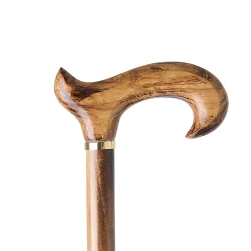 Woodland Wooden Derby Cane Lightweight Walking Stick for Men Women, L Brown