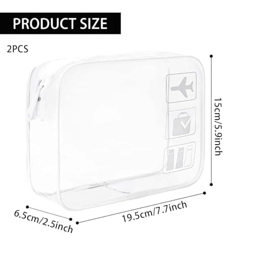 ZPLASK 2 Pcs Airport Security Liquids Bags - Clear Travel Toiletry Bag for Carry On Liquid and Shower Essentials — view 2