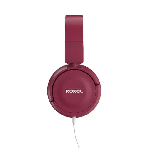 Roxel RX110 Lightweight Wired Foldable Headphones with Mic & Volume Control, On-Ear Headphones, Ergonomic Design, Answer Incoming Calls, Compatible with Android and IOS Devices (Cherry Red) — view 2
