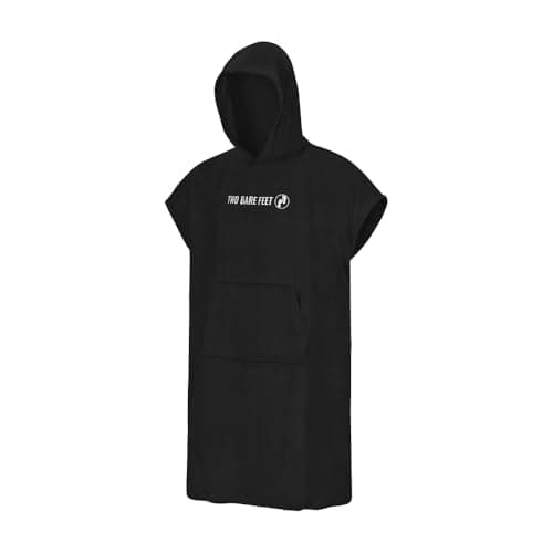 Two Bare Feet Microfibre Towelling Changing Robe for Adults – Lightweight Towel Poncho for Easy Changing, Quick-Dry Beach Cover-Up, Surfing & Swimming Accessory (Black - Large) — view 2